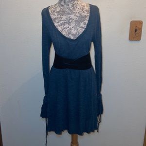 Free People Beach Long Sleeve Tie Sleeve Stripped Dress